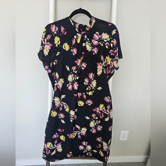 Banana Republic Floral Black Dress Size 12 Casual Feminine Classic - Picture 3 of 11